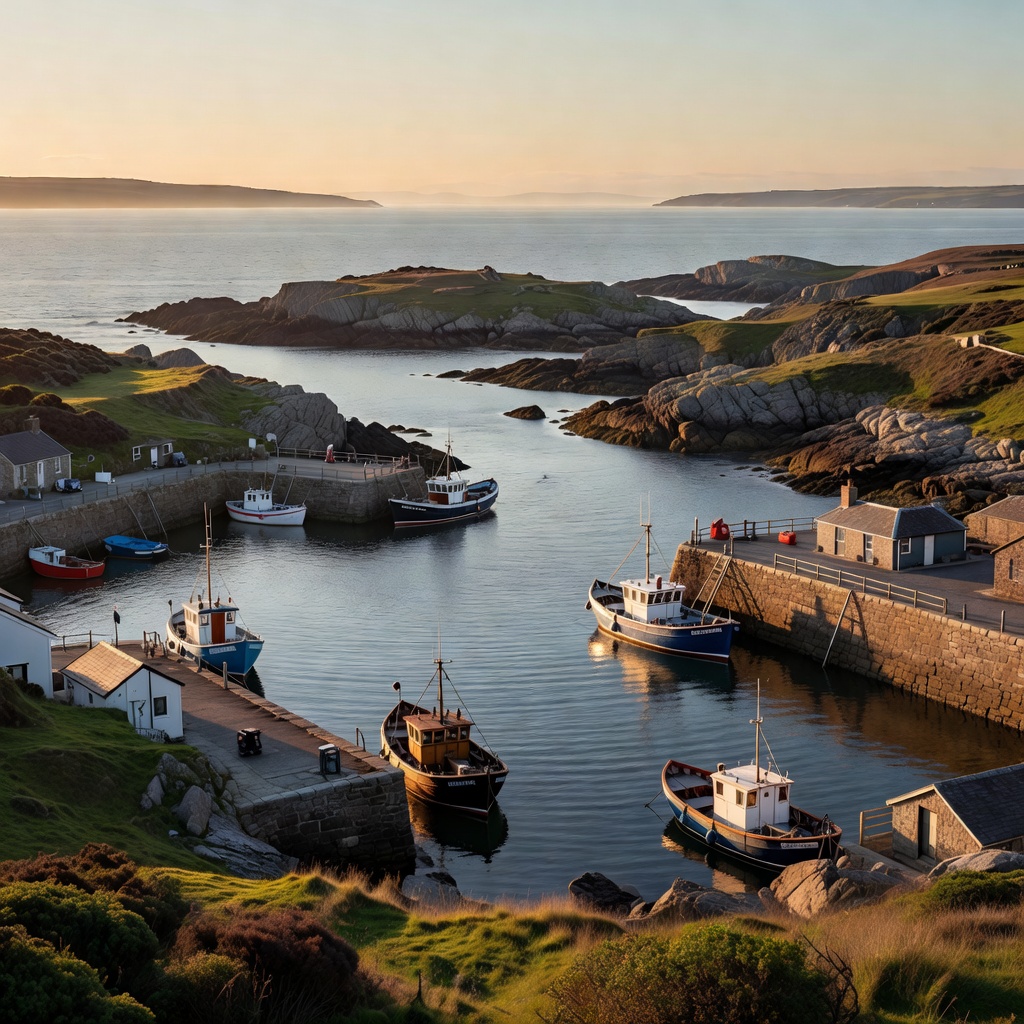 Campbeltown harbour and the surrounding Kintyre shoreline